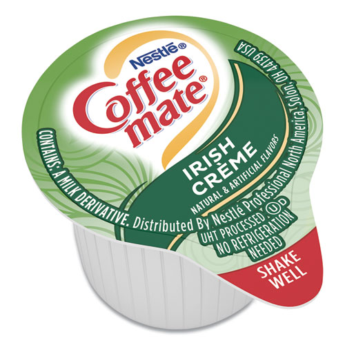 Image of Liquid Coffee Creamer, Irish Creme, 0.38 oz Mini Cups, 50/Box, 4 Boxes/Carton, 200 Total/Carton