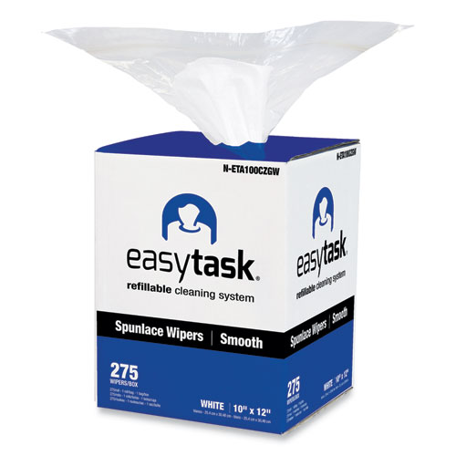 HOSPECO® Easy Task A100 Wiper, Center-Pull, 1-Ply, 10 x 12, White, 275 Sheets/Roll with Zipper Bag