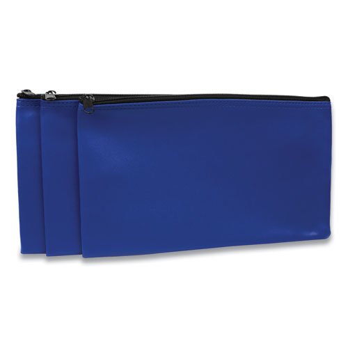 Image of Controltek® Fabric Deposit Bag, Vinyl, 5.5 X 11, Blue, 3/Pack