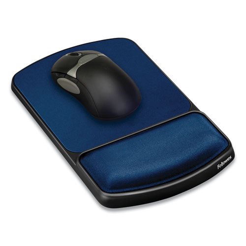 Gel Mouse Pad with Wrist Rest, 6.25 x 10.12, Black/Sapphire