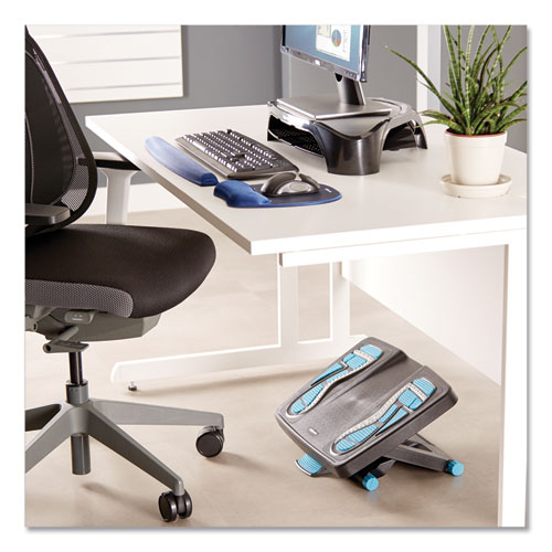 Image of Fellowes® Energizer Foot Support, 17.88W X 13.25D X 4 To 6.5H, Charcoal/Blue/Gray