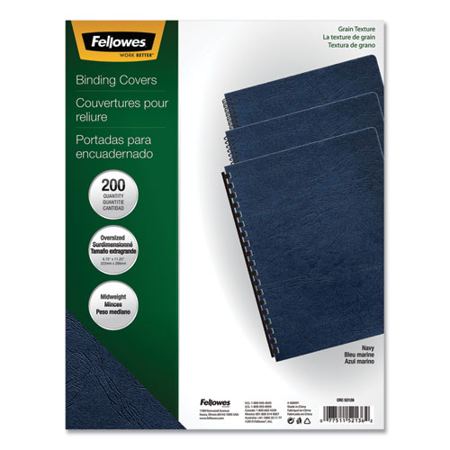 Expressions Classic Grain Texture Presentation Covers for Binding Systems, Navy, 11.25 x 8.75, Unpunched, 200/Pack