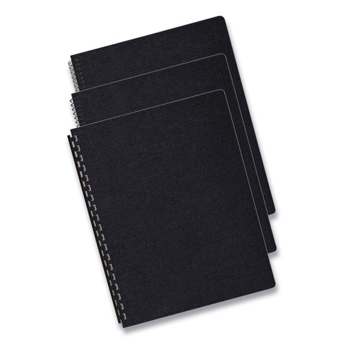Fellowes® Expressions Linen Texture Presentation Covers for Binding Systems, Black, 11.25 x 8.75, Unpunched, 200/Pack