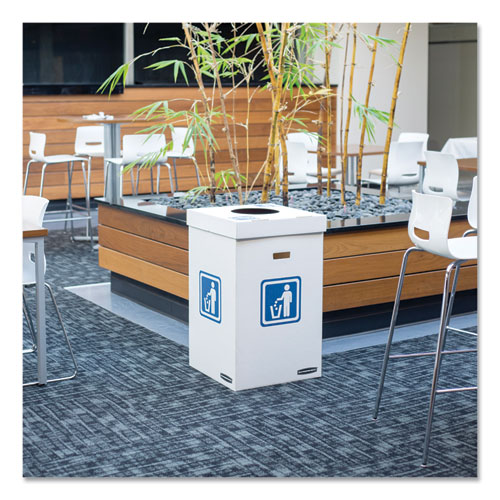 Image of Waste and Recycling Bin, 50 gal, White, 10/Carton