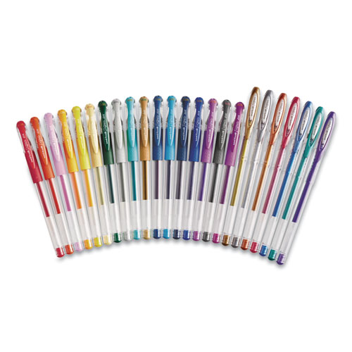 Gel Pen, Stick, Assorted Sizes, Assorted Ink Colors, Clear Barrel, 24/Pack