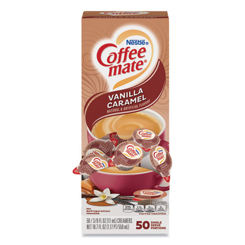 Image of Liquid Coffee Creamer, Vanilla Caramel, 0.38 oz Mini Cups, 50/Box
