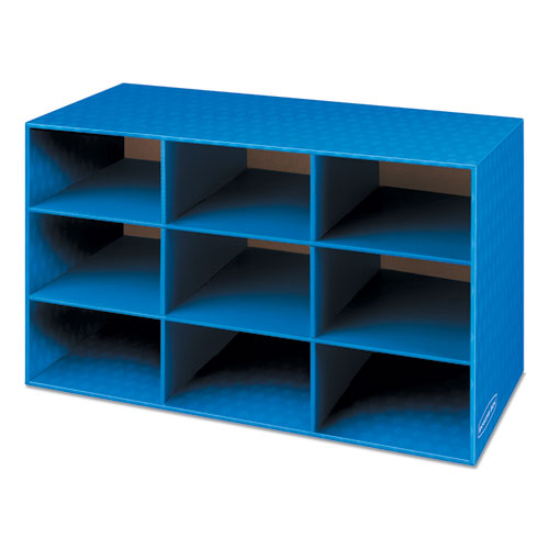 Classroom Literature Sorter, 9 Compartments, 28.25 x 13 x 16, Blue