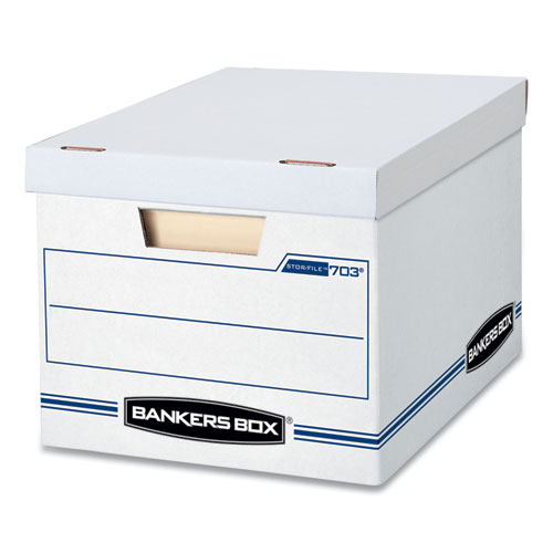 Bankers Box® Stor/File Basic-Duty Storage Boxes, Letter/Legal Files, 12.5" X 16.25" X 10.5", White/Blue, 12/Carton