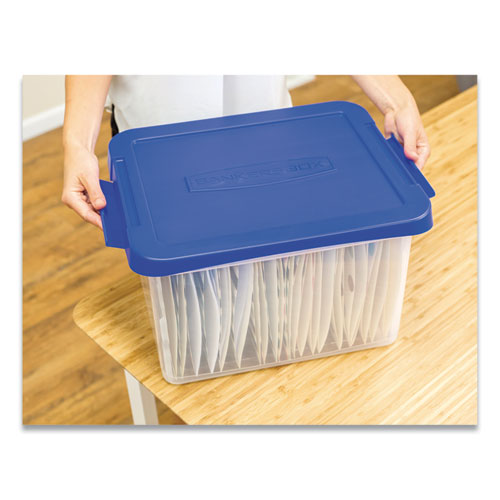 Heavy Duty Plastic File Storage, Letter/Legal Files, 14" x 17.38" x 10.5", Clear/Blue, 2/Pack