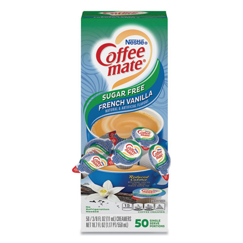 Coffee mate® Liquid Coffee Creamer, Sugar Free French Vanilla, 0.38 oz Mini Cups, 50/Box