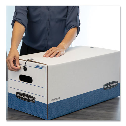 LIBERTY Heavy-Duty Strength Storage Boxes, Legal Files, 15.25" x 24.13" x 10.75", White/Blue, 12/Carton
