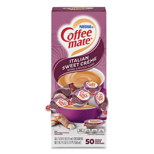 Image of Liquid Coffee Creamer, Italian Sweet Creme, 0.38 oz Mini Cups, 50/Box