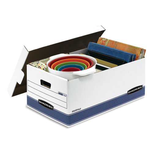 Image of Bankers Box® Stor/File Medium-Duty Storage Boxes, Legal Files, 15.88" X 25.38" X 10.25", White/Blue, 4/Carton