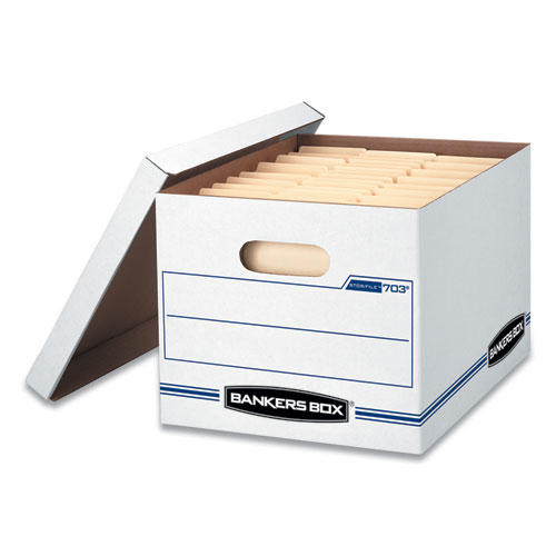Image of STOR/FILE Basic-Duty Storage Boxes, Letter/Legal Files, 12.5" x 16.25" x 10.5", White/Blue, 12/Carton