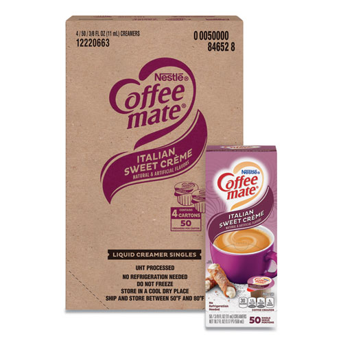 Image of Coffee Mate® Liquid Coffee Creamer, Italian Sweet Creme, 0.38 Oz Mini Cups, 50/Box, 4 Boxes/Carton, 200 Total/Carton