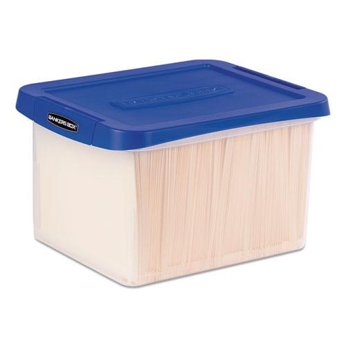 Image of Heavy Duty Plastic File Storage, Letter/Legal Files, 14" x 17.38" x 10.5", Clear/Blue, 2/Pack