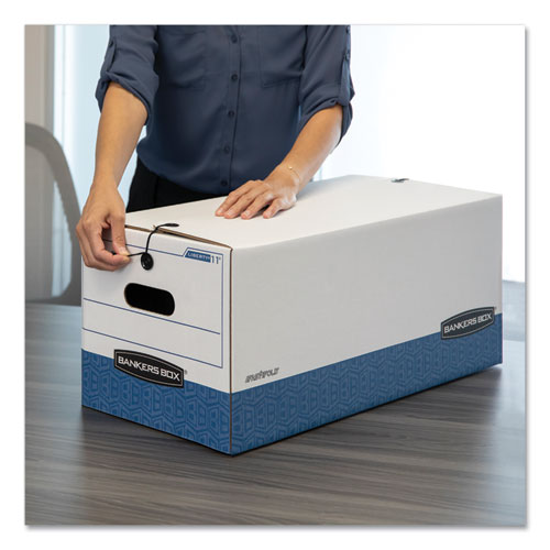 STOR/FILE Medium-Duty Strength Storage Boxes, Letter Files, 12.25" x 24.13" x 10.75", White/Blue, 4/Carton