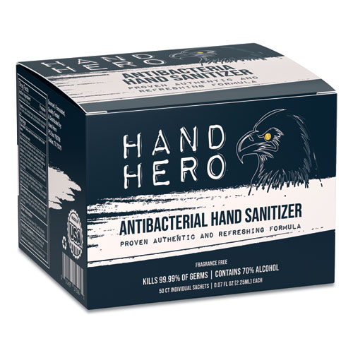 ANTIBACTERIAL SACHET GEL HAND SANITIZER, 0.07 OZ, 50/BOX, 48 BOXES/CARTON