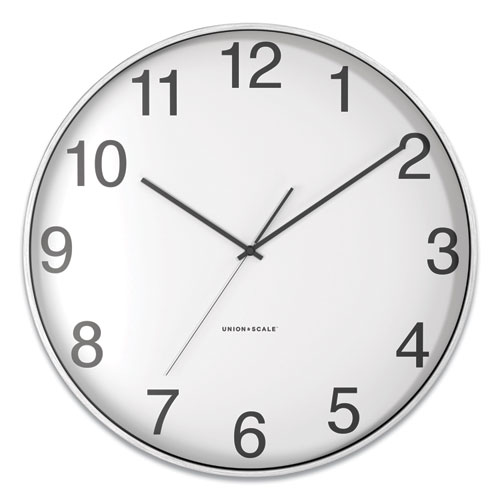 Essentials Classic Round Wall Clock, 12 Overall Diameter, Silver Case, 1 AA (Sold Separately)
