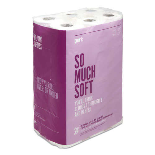 Perk™ Ultra Soft 2-Ply Standard Toilet Paper, Septic Safe, White, 154 Sheets/Roll, 16 Rolls/Pack