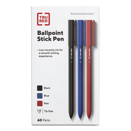 TRU RED™ Ballpoint Pen, Stick, Medium 1 mm, Assorted Ink and Barrel Colors, 60/Pack