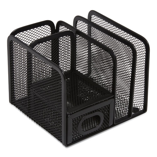 Five Compartment Wire Mesh Accessory Holder, 5.9 x 6.29 x 5.11, Black