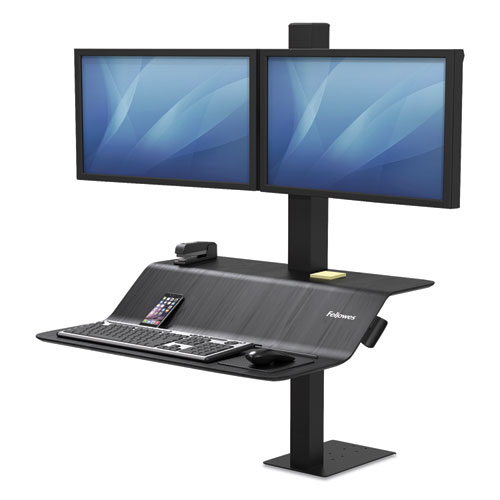 Fellowes® Lotus VE Sit-Stand Workstation - Dual, 29" x 28.5" x 42.5", Black