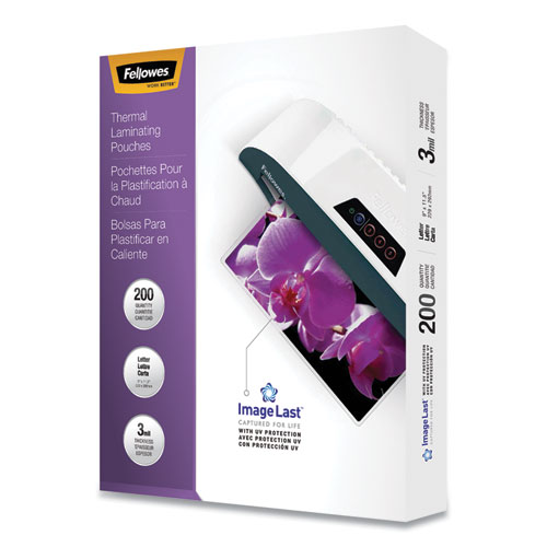 Fellowes® ImageLast Laminating Pouches with UV Protection, 3 mil, 9" x 11.5", Clear, 200/Pack