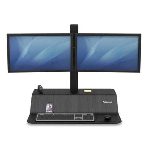 Image of Fellowes® Lotus Ve Sit-Stand Workstation - Dual, 29" X 28.5" X 42.5", Black