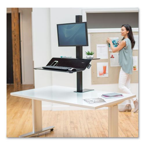 Image of Fellowes® Lotus Ve Sit-Stand Workstation, 29" X 28.5" X 27.5" To 42.5", Black