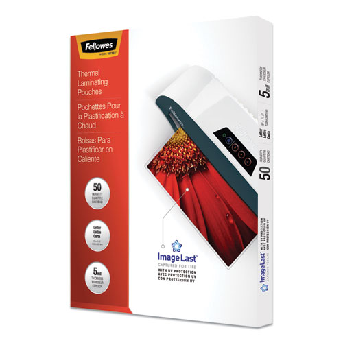 Fellowes® ImageLast Laminating Pouches with UV Protection, 5 mil, 9" x 11.5", Clear, 50/Pack