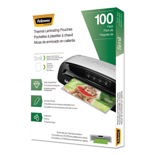 Image of Laminating Pouches, 5 mil, 9" x 11.5", Gloss Clear, 100/Pack