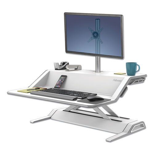 Image of Fellowes® Lotus Single Monitor Arm Kit, For 26" Monitors, 180 Degree Rotation, 180 Degree Pan, Silver, Supports 17 Lb
