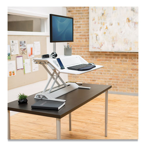 Image of Fellowes® Lotus Dx Sit-Stand Workstation, 32.75" X 24.25" X 5.5" To 22.5", White