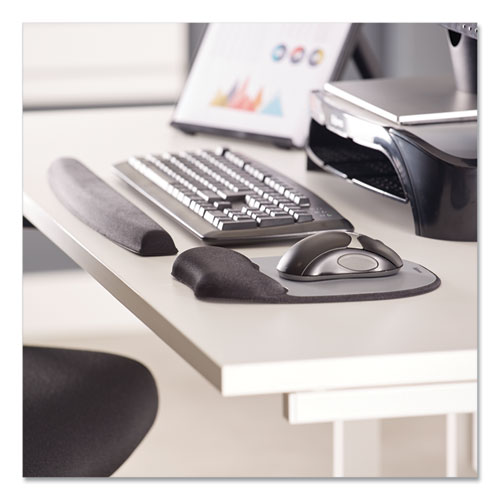 Image of Memory Foam Mouse Pad with Wrist Rest, 7.93 x 9.25, Black/Silver