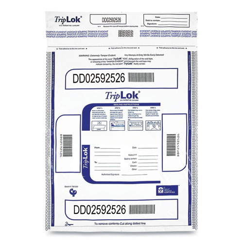 TripLOK™ Deposit Bag, Plastic, 12 x 16, Clear, 100/Pack