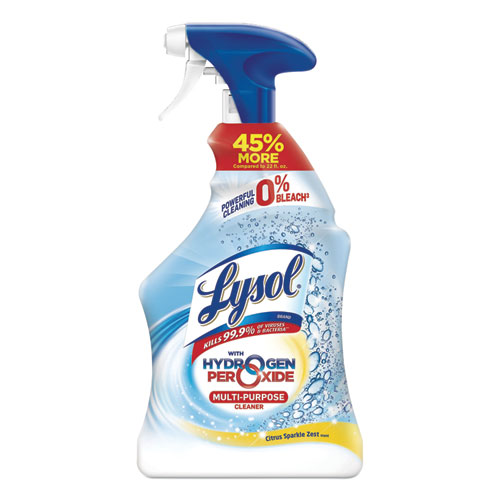 LYSOL® Brand Multi-Purpose Hydrogen Peroxide Cleaner, Citrus Sparkle Zest, 32 oz Trigger Spray Bottle, 9/Carton