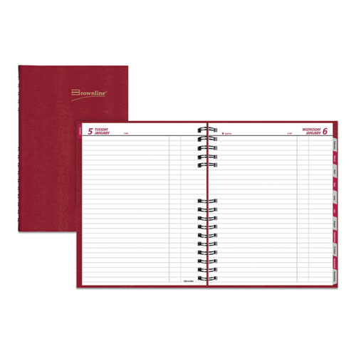 CoilPro Daily Planner, 10 x 7.88, Red Cover, 12-Month (Jan to Dec): 2024