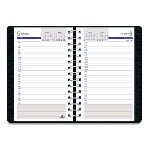Image of Blueline® Duraglobe Daily Planner, 30-Minute Appointments, 8 X 5, Black Cover, 12-Month (Jan To Dec): 2024