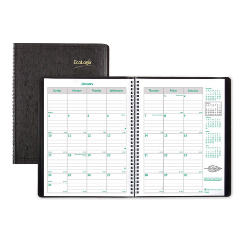 Image of EcoLogix Recycled Monthly Planner, EcoLogix Artwork, 11 x 8.5, Black Cover, 14-Month (Dec to Jan): 2022 to 2024