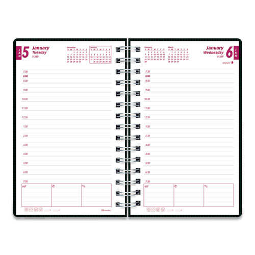 DuraFlex Daily Planner, 8 x 5, Black Cover, 12- Month (Jan to Dec ...