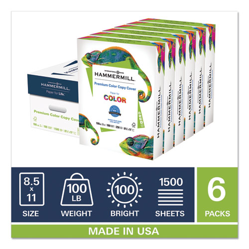 Image of Premium Color Copy Cover, 100 Bright, 100 lb Cover Weight, 8.5 x 11, 250 Sheets/Pack, 6 Packs/Carton