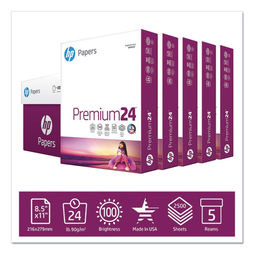 Image of Premium24 Paper, 98 Bright, 24lb, 8.5 x 11, Ultra White, 500 Sheets/Ream, 5 Reams/Carton