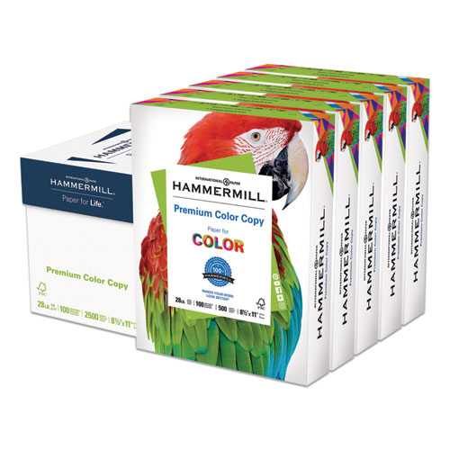 Premium Color Copy Print Paper, 100 Bright, 28lb, 8.5 x 11, Photo White, 500 Sheets/Ream, 5 Reams/Carton