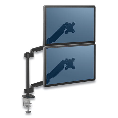 Image of Fellowes® Platinum Series Dual Stacking Arm For 27" Monitors, 360 Deg Rotation, 180 Deg Tilt, 360 Deg Pan, Black, Supports 22 Lb