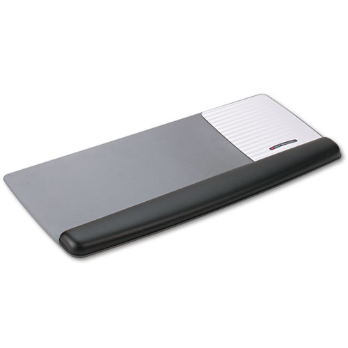 Antimicrobial Gel Mouse Pad/Keyboard Wrist Rest Platform, Black/Silver | by Plexsupply
