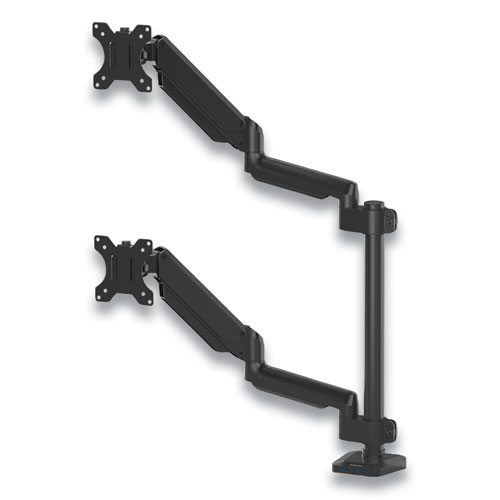 Image of Fellowes® Platinum Series Dual Stacking Arm For 27" Monitors, 360 Deg Rotation, 180 Deg Tilt, 360 Deg Pan, Black, Supports 22 Lb