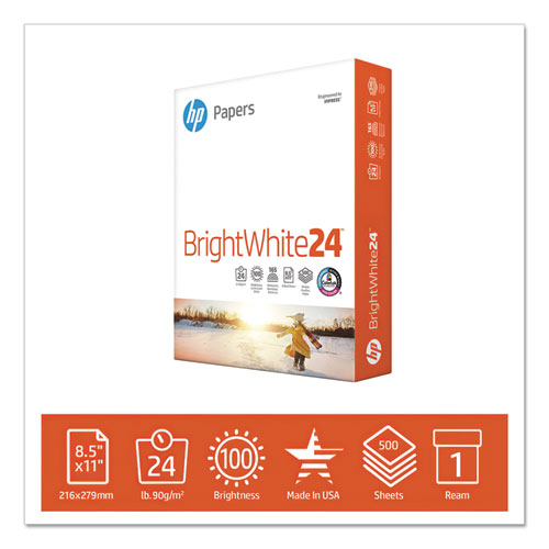 Image of Brightwhite24 Paper, 100 Bright, 24 lb Bond Weight, 8.5 x 11, Bright White, 500/Ream