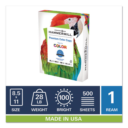 Image of Premium Color Copy Print Paper, 100 Bright, 28 lb Bond Weight, 8.5 x 11, Photo White, 500/Ream