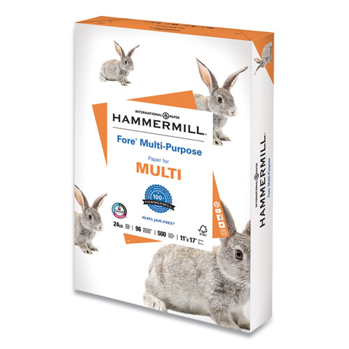 Hammermill® Fore Multipurpose Print Paper, 96 Bright, 20 lb Bond Weight, 11 x 17, White, 500/Ream